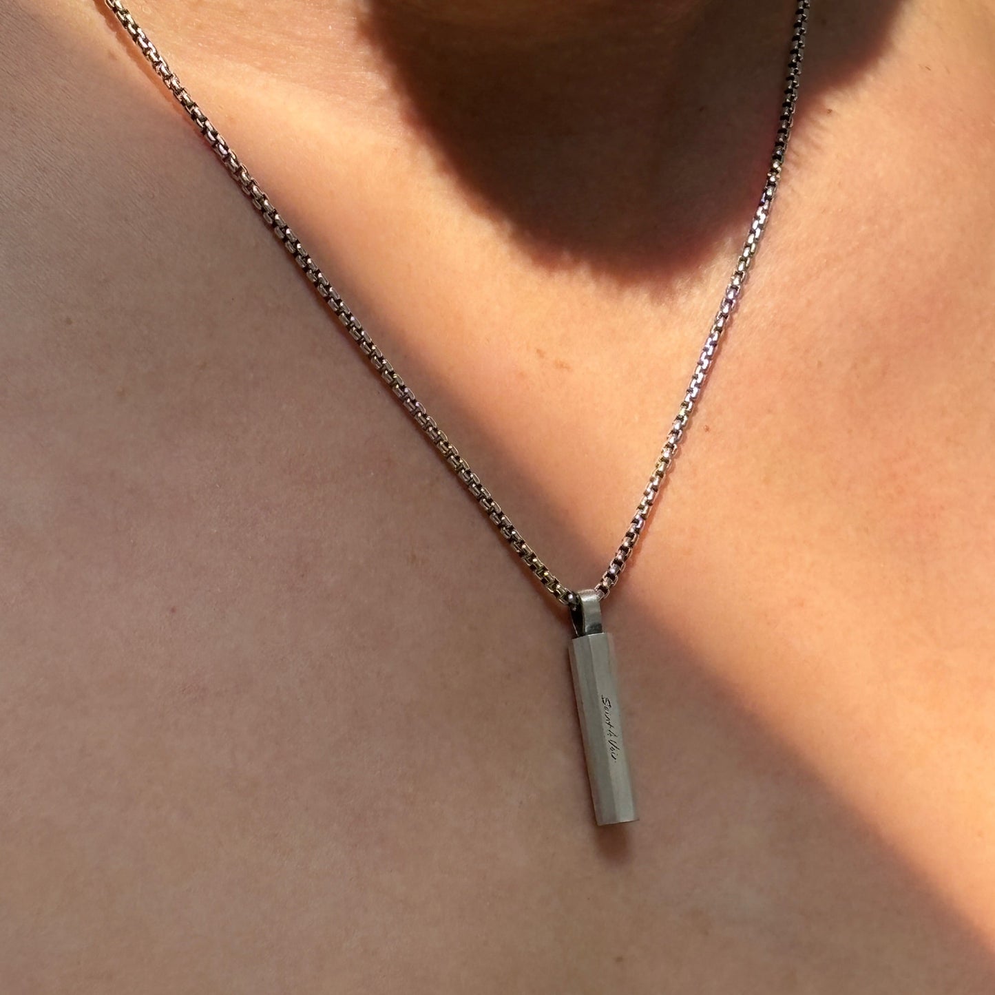 Octagon Pendant Necklace | Silver