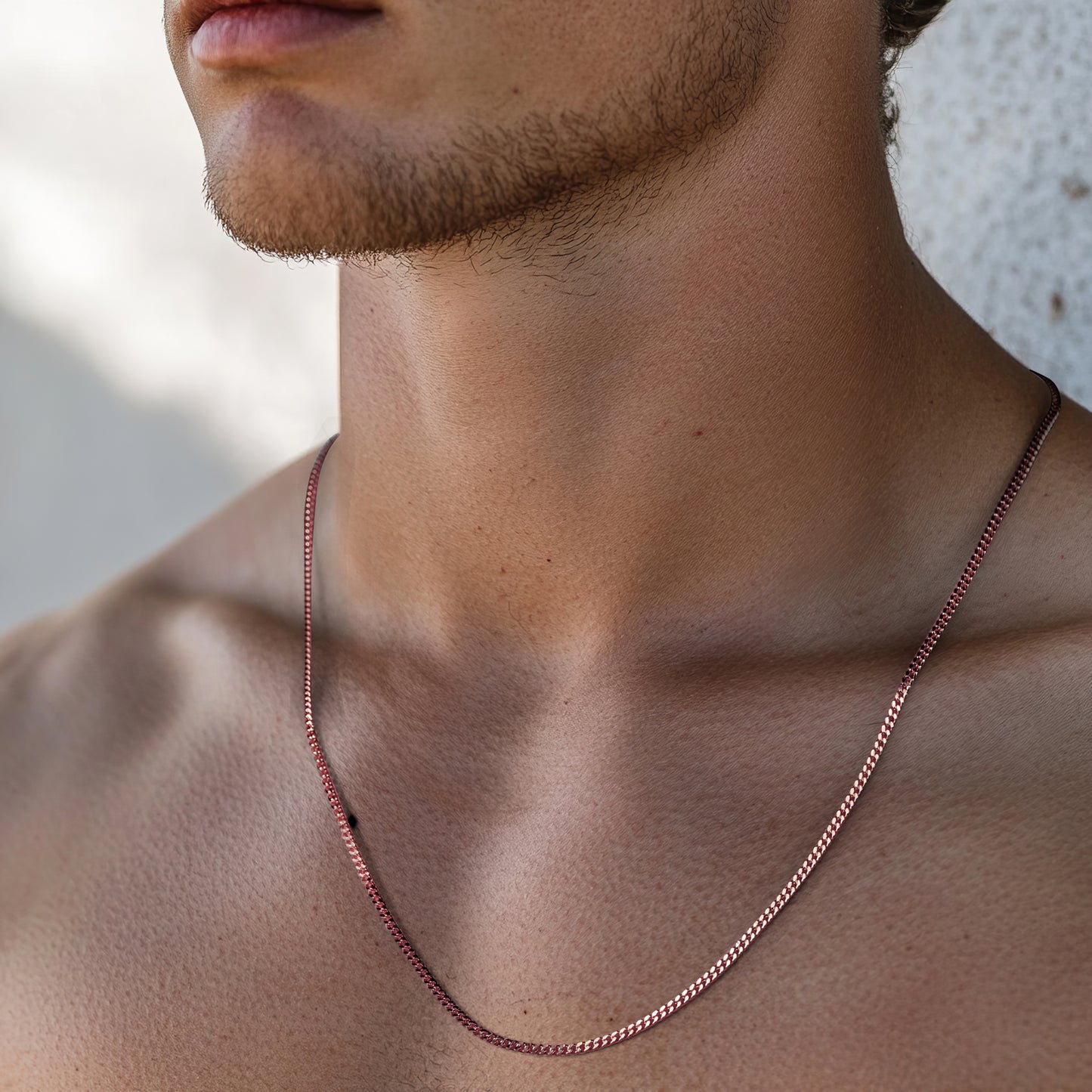 Mens Rose Gold Curb Chain Necklace