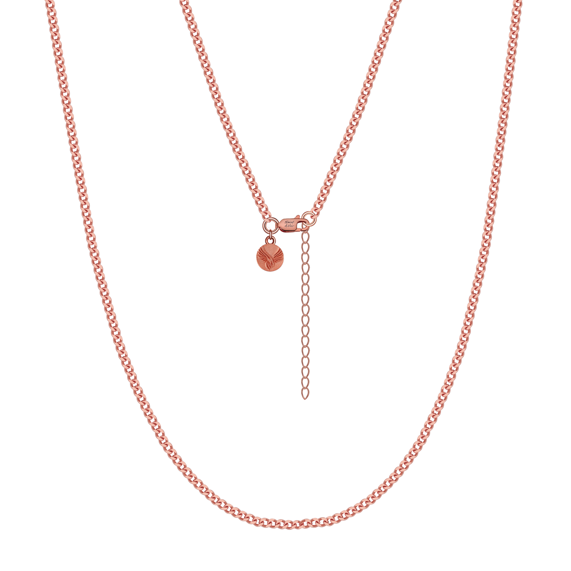 Rose Gold Curb Chain Necklace Thin