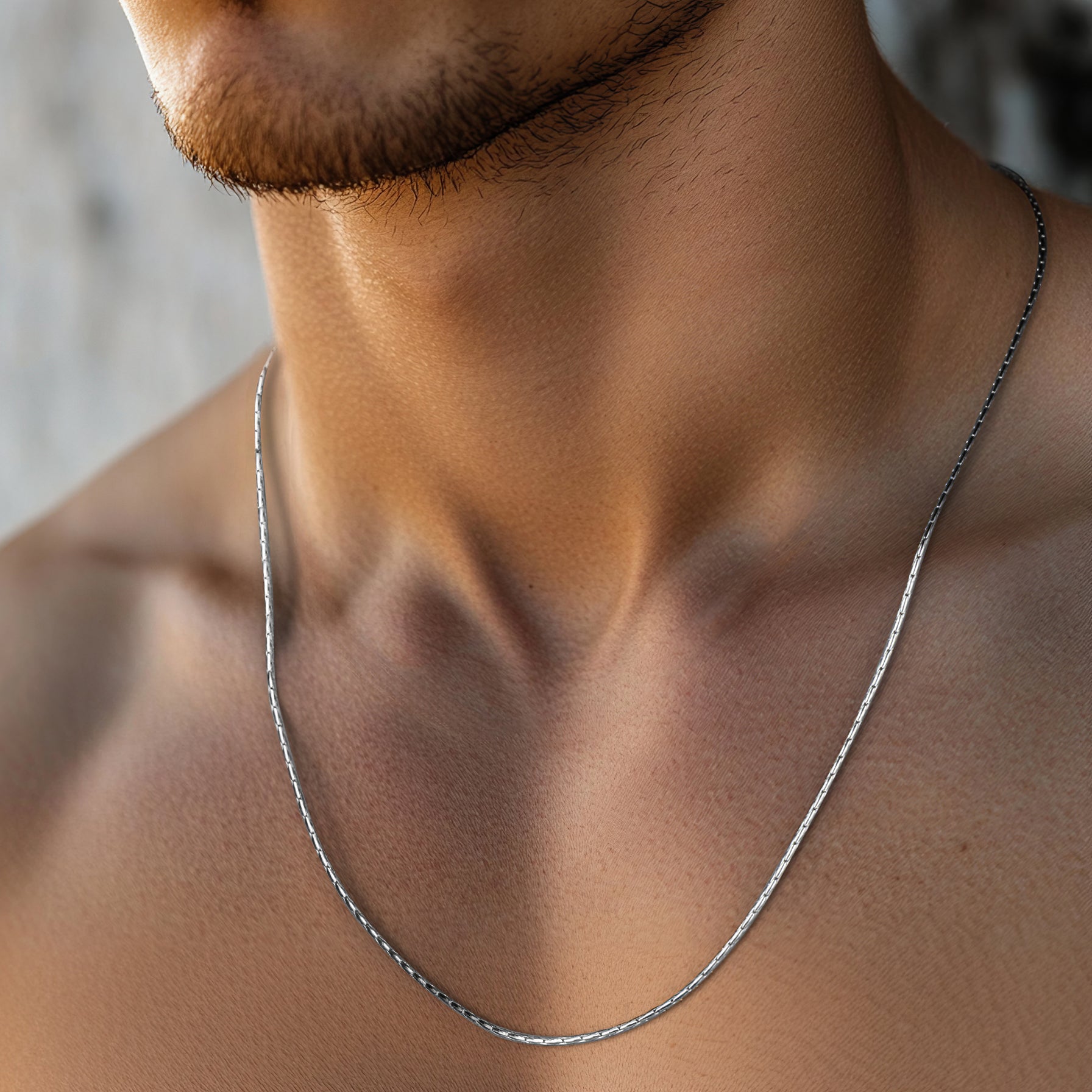 Slim Mens Sterling Silver Chain Necklace